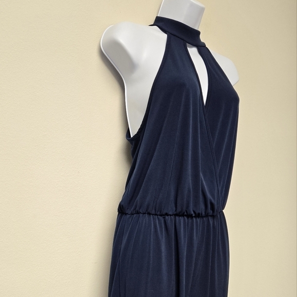 Ing ruffle hem Halter romper Navy Blue L - Picture 3 of 8